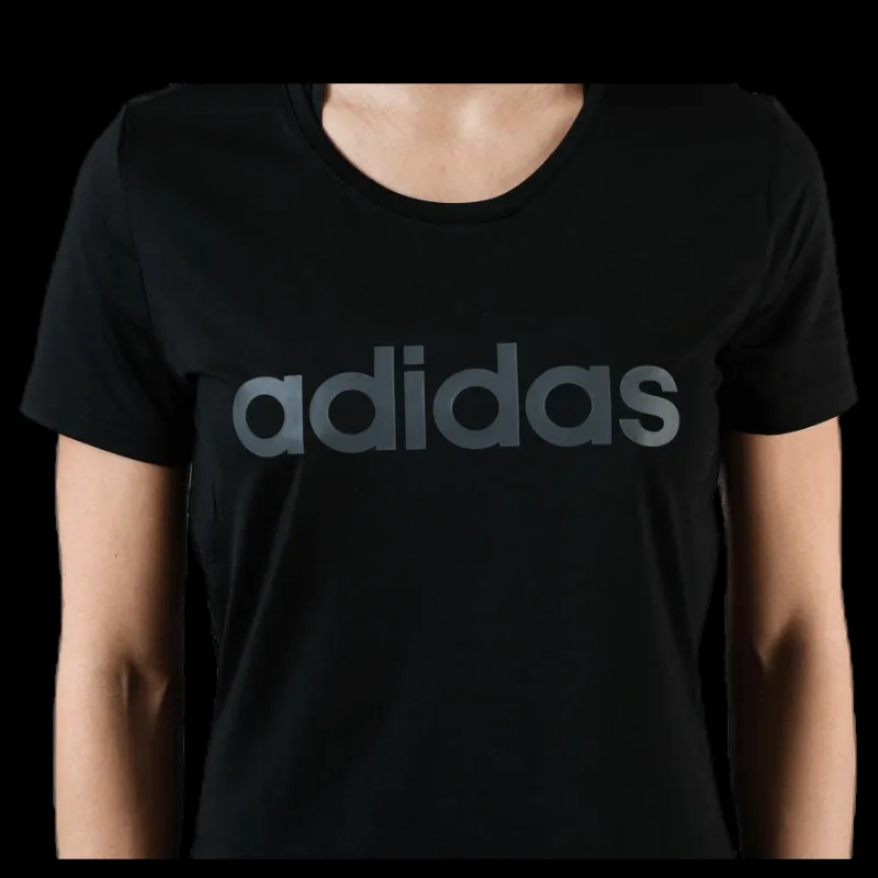 adidas Women D2M Logo T-Shirt Black / Grey Six Svart Clearance