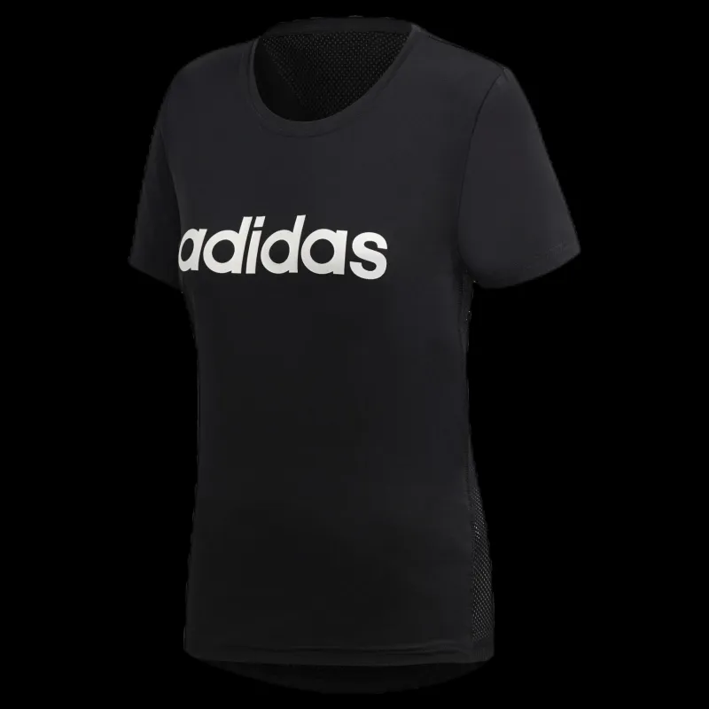 adidas Women D2M Logo T-Shirt Black / Grey Six Svart Clearance