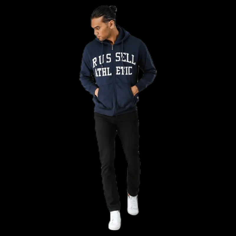 Russell Athletic Zip Through Tackle Twill Hoody Blue Blå New